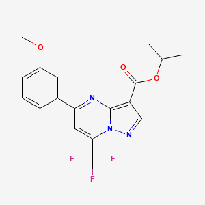 molecular formula C18H16F3N3O3 B3577664 Propan-2-yl 5-(3-methoxyphenyl)-7-(trifluoromethyl)pyrazolo[1,5-a]pyrimidine-3-carboxylate 