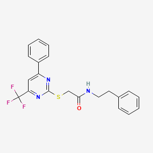 molecular formula C21H18F3N3OS B3577688 N-(2-phenylethyl)-2-{[4-phenyl-6-(trifluoromethyl)-2-pyrimidinyl]thio}acetamide 