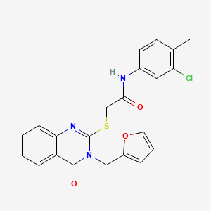 molecular formula C22H18ClN3O3S B3578044 N-(3-chloro-4-methylphenyl)-2-{[3-(2-furylmethyl)-4-oxo-3,4-dihydro-2-quinazolinyl]thio}acetamide 