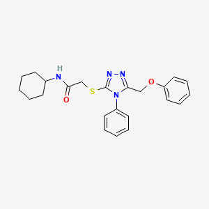 molecular formula C23H26N4O2S B3578053 N-cyclohexyl-2-{[5-(phenoxymethyl)-4-phenyl-4H-1,2,4-triazol-3-yl]sulfanyl}acetamide 