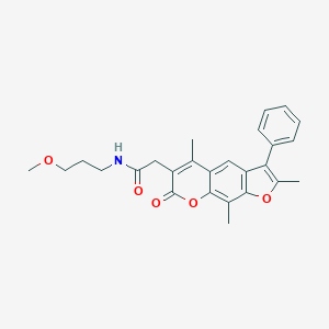 molecular formula C26H27NO5 B357808 N-(3-methoxypropyl)-2-(2,5,9-trimethyl-7-oxo-3-phenyl-7H-furo[3,2-g]chromen-6-yl)acetamide CAS No. 896063-66-4