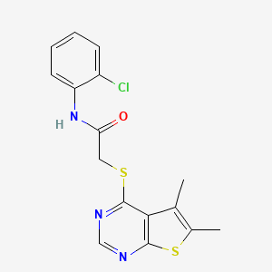 molecular formula C16H14ClN3OS2 B3578150 N-(2-chlorophenyl)-2-(5,6-dimethylthieno[2,3-d]pyrimidin-4-yl)sulfanylacetamide 