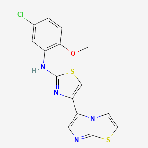 molecular formula C16H13ClN4OS2 B3578205 N-(5-chloro-2-methoxyphenyl)-4-(6-methylimidazo[2,1-b][1,3]thiazol-5-yl)-1,3-thiazol-2-amine 