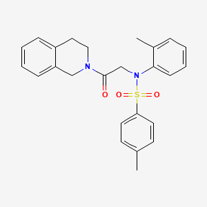 molecular formula C25H26N2O3S B3578256 N-[2-(3,4-dihydro-1H-isoquinolin-2-yl)-2-oxoethyl]-4-methyl-N-(2-methylphenyl)benzenesulfonamide 