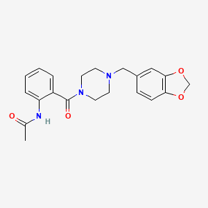 molecular formula C21H23N3O4 B3578477 N-(2-{[4-(1,3-BENZODIOXOL-5-YLMETHYL)PIPERAZINO]CARBONYL}PHENYL)ACETAMIDE 
