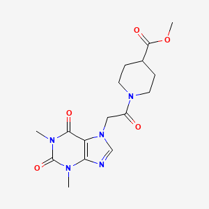 molecular formula C16H21N5O5 B3578502 methyl 1-[(1,3-dimethyl-2,6-dioxo-1,2,3,6-tetrahydro-7H-purin-7-yl)acetyl]piperidine-4-carboxylate 