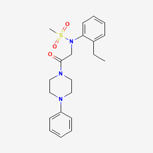 molecular formula C21H27N3O3S B3578813 N-(2-ethylphenyl)-N-[2-oxo-2-(4-phenylpiperazin-1-yl)ethyl]methanesulfonamide 