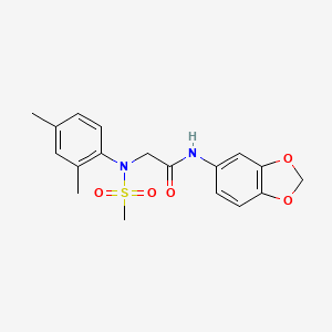 molecular formula C18H20N2O5S B3578845 N-(1,3-benzodioxol-5-yl)-2-(2,4-dimethyl-N-methylsulfonylanilino)acetamide 