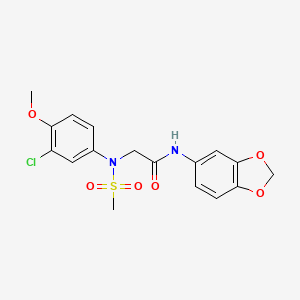 molecular formula C17H17ClN2O6S B3578875 N~1~-1,3-benzodioxol-5-yl-N~2~-(3-chloro-4-methoxyphenyl)-N~2~-(methylsulfonyl)glycinamide 