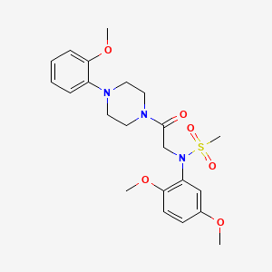 molecular formula C22H29N3O6S B3578935 N-(2,5-dimethoxyphenyl)-N-{2-[4-(2-methoxyphenyl)-1-piperazinyl]-2-oxoethyl}methanesulfonamide 