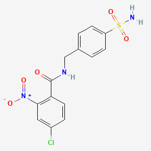 molecular formula C14H12ClN3O5S B3579242 N-[4-(aminosulfonyl)benzyl]-4-chloro-2-nitrobenzamide 