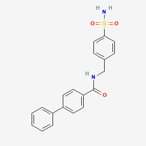 molecular formula C20H18N2O3S B3579261 N-[(4-SULFAMOYLPHENYL)METHYL]-[1,1'-BIPHENYL]-4-CARBOXAMIDE 