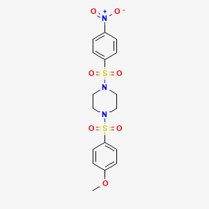 molecular formula C17H19N3O7S2 B3579367 1-(4-Methoxybenzenesulfonyl)-4-(4-nitrobenzenesulfonyl)piperazine 