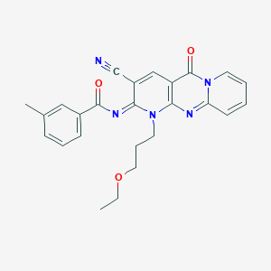B357952 N-[5-Cyano-7-(3-ethoxypropyl)-2-oxo-1,7,9-triazatricyclo[8.4.0.03,8]tetradeca-3(8),4,9,11,13-pentaen-6-ylidene]-3-methylbenzamide CAS No. 848919-76-6