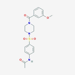 molecular formula C20H23N3O5S B3579618 N~1~-(4-{[4-(3-METHOXYBENZOYL)PIPERAZINO]SULFONYL}PHENYL)ACETAMIDE 