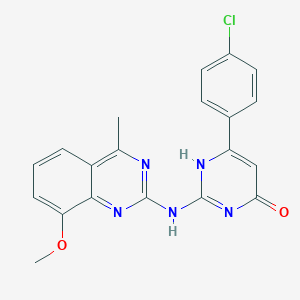 molecular formula C20H16ClN5O2 B357963 6-(4-chlorophenyl)-2-[(8-methoxy-4-methyl-2-quinazolinyl)amino]-4(3H)-pyrimidinone CAS No. 921075-32-3