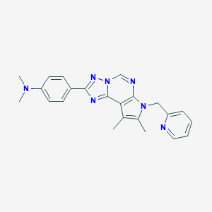 molecular formula C23H23N7 B357974 N-{4-[8,9-dimethyl-7-(2-pyridinylmethyl)-7H-pyrrolo[3,2-e][1,2,4]triazolo[1,5-c]pyrimidin-2-yl]phenyl}-N,N-dimethylamine CAS No. 920474-01-7