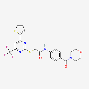 molecular formula C22H19F3N4O3S2 B3579749 N-[4-(MORPHOLINE-4-CARBONYL)PHENYL]-2-{[4-(THIOPHEN-2-YL)-6-(TRIFLUOROMETHYL)PYRIMIDIN-2-YL]SULFANYL}ACETAMIDE 