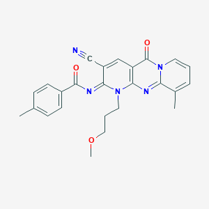 N-[5-Cyano-7-(3-methoxypropyl)-11-methyl-2-oxo-1,7,9-triazatricyclo[8.4.0.03,8]tetradeca-3(8),4,9,11,13-pentaen-6-ylidene]-4-methylbenzamide