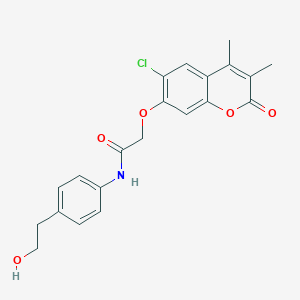 2-[(6-chloro-3,4-dimethyl-2-oxo-2H-chromen-7-yl)oxy]-N-[4-(2-hydroxyethyl)phenyl]acetamide