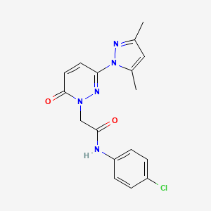 molecular formula C17H16ClN5O2 B3579884 N-(4-chlorophenyl)-2-(3-(3,5-dimethyl-1H-pyrazol-1-yl)-6-oxopyridazin-1(6H)-yl)acetamide 