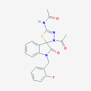N-[4-acetyl-1'-[(2-fluorophenyl)methyl]-2'-oxospiro[1,3,4-thiadiazole-5,3'-indole]-2-yl]acetamide