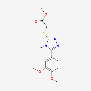 molecular formula C14H17N3O4S B3580046 METHYL 2-{[5-(3,4-DIMETHOXYPHENYL)-4-METHYL-4H-1,2,4-TRIAZOL-3-YL]SULFANYL}ACETATE 