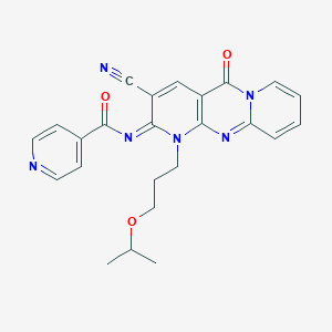 N-[5-Cyano-2-oxo-7-(3-propan-2-yloxypropyl)-1,7,9-triazatricyclo[8.4.0.03,8]tetradeca-3(8),4,9,11,13-pentaen-6-ylidene]pyridine-4-carboxamide