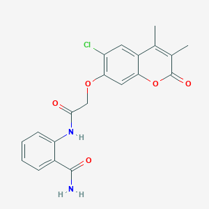 2-({[(6-chloro-3,4-dimethyl-2-oxo-2H-chromen-7-yl)oxy]acetyl}amino)benzamide