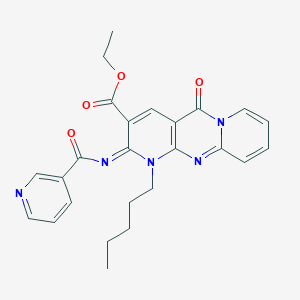molecular formula C25H25N5O4 B358027 Ethyl 2-oxo-7-pentyl-6-(pyridine-3-carbonylimino)-1,7,9-triazatricyclo[8.4.0.03,8]tetradeca-3(8),4,9,11,13-pentaene-5-carboxylate CAS No. 844462-22-2