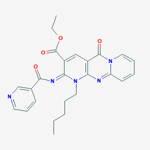 Ethyl 2-oxo-7-pentyl-6-(pyridine-3-carbonylimino)-1,7,9-triazatricyclo[8.4.0.03,8]tetradeca-3(8),4,9,11,13-pentaene-5-carboxylate
