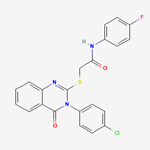 B3580445 2-{[3-(4-chlorophenyl)-4-oxo-3,4-dihydro-2-quinazolinyl]thio}-N-(4-fluorophenyl)acetamide CAS No. 380453-05-4