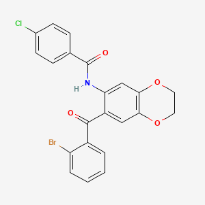 molecular formula C22H15BrClNO4 B3580507 N-{7-[(2-bromophenyl)carbonyl]-2,3-dihydro-1,4-benzodioxin-6-yl}-4-chlorobenzamide 