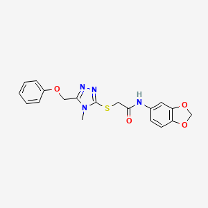 molecular formula C19H18N4O4S B3580587 N-1,3-benzodioxol-5-yl-2-{[4-methyl-5-(phenoxymethyl)-4H-1,2,4-triazol-3-yl]thio}acetamide 