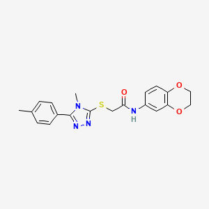 molecular formula C20H20N4O3S B3580589 N-(2,3-dihydro-1,4-benzodioxin-6-yl)-2-{[4-methyl-5-(4-methylphenyl)-4H-1,2,4-triazol-3-yl]sulfanyl}acetamide 