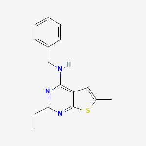 molecular formula C16H17N3S B3580649 N-benzyl-2-ethyl-6-methylthieno[2,3-d]pyrimidin-4-amine 