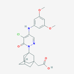 2-[3-[5-Chloro-4-(3,5-dimethoxyanilino)-6-oxopyridazin-1-yl]-1-adamantyl]acetic acid