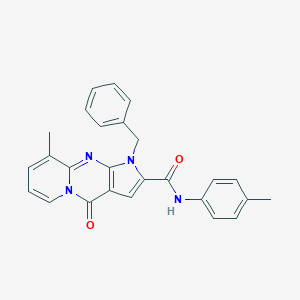 molecular formula C26H22N4O2 B358084 1-benzyl-9-methyl-4-oxo-N-(p-tolyl)-1,4-dihydropyrido[1,2-a]pyrrolo[2,3-d]pyrimidine-2-carboxamide CAS No. 896816-95-8