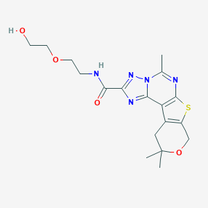 molecular formula C18H23N5O4S B358085 N-[2-(2-hydroxyethoxy)ethyl]-7,14,14-trimethyl-13-oxa-10-thia-3,5,6,8-tetrazatetracyclo[7.7.0.02,6.011,16]hexadeca-1(9),2,4,7,11(16)-pentaene-4-carboxamide CAS No. 896821-43-5