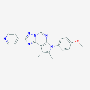 molecular formula C21H18N6O B358122 4-[8,9-DIMETHYL-2-(4-PYRIDYL)-7H-PYRROLO[3,2-E][1,2,4]TRIAZOLO[1,5-C]PYRIMIDIN-7-YL]PHENYL METHYL ETHER CAS No. 904007-99-4