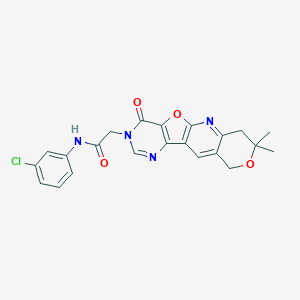 molecular formula C22H19ClN4O4 B358132 N-(3-chlorophenyl)-2-(5,5-dimethyl-15-oxo-6,17-dioxa-2,12,14-triazatetracyclo[8.7.0.03,8.011,16]heptadeca-1(10),2,8,11(16),12-pentaen-14-yl)acetamide CAS No. 896847-24-8
