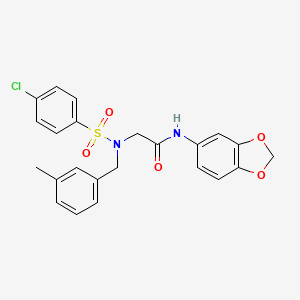 molecular formula C23H21ClN2O5S B3581398 N-(1,3-benzodioxol-5-yl)-2-[(4-chlorophenyl)sulfonyl-[(3-methylphenyl)methyl]amino]acetamide 