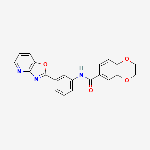 molecular formula C22H17N3O4 B3581454 N-[2-methyl-3-([1,3]oxazolo[4,5-b]pyridin-2-yl)phenyl]-2,3-dihydro-1,4-benzodioxine-6-carboxamide 
