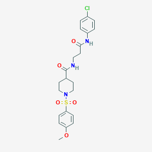 molecular formula C22H26ClN3O5S B358146 N-[3-(4-chloroanilino)-3-oxopropyl]-1-[(4-methoxyphenyl)sulfonyl]-4-piperidinecarboxamide CAS No. 903854-05-7