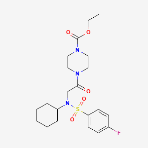 molecular formula C21H30FN3O5S B3581589 Ethyl 4-[2-[cyclohexyl-(4-fluorophenyl)sulfonylamino]acetyl]piperazine-1-carboxylate 