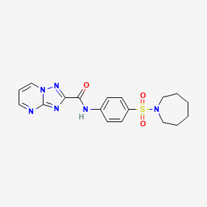molecular formula C18H20N6O3S B3581635 N-[4-(1-azepanylsulfonyl)phenyl][1,2,4]triazolo[1,5-a]pyrimidine-2-carboxamide 