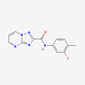 molecular formula C13H10FN5O B3581653 N-(3-fluoro-4-methylphenyl)[1,2,4]triazolo[1,5-a]pyrimidine-2-carboxamide 