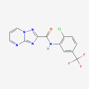 molecular formula C13H7ClF3N5O B3581661 N~2~-[2-CHLORO-5-(TRIFLUOROMETHYL)PHENYL][1,2,4]TRIAZOLO[1,5-A]PYRIMIDINE-2-CARBOXAMIDE 