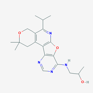 molecular formula C20H26N4O3 B358167 1-[(4,4-dimethyl-8-propan-2-yl-5,11-dioxa-9,14,16-triazatetracyclo[8.7.0.02,7.012,17]heptadeca-1(10),2(7),8,12(17),13,15-hexaen-13-yl)amino]propan-2-ol CAS No. 899399-36-1