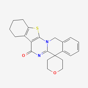 molecular formula C22H22N2O2S B3581723 Spiro[3-thia-1,12-diazapentacyclo[11.8.0.02,10.04,9.015,20]henicosa-2(10),4(9),12,15,17,19-hexaene-14,4'-oxane]-11-one 